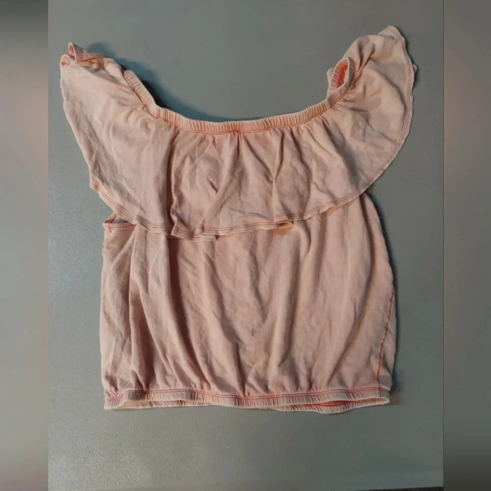 Free people we the free Love letter Pink Ruffle crop top shirt Blouse Large